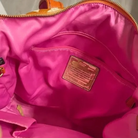 Coach poppy bag, RARE, large, women’s handbag, in pink and orange purse, fall - Picture 12 of 13